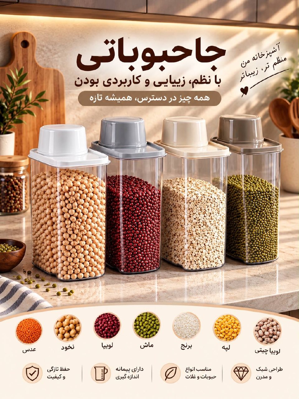جا حبوبات پیمانه‌دار